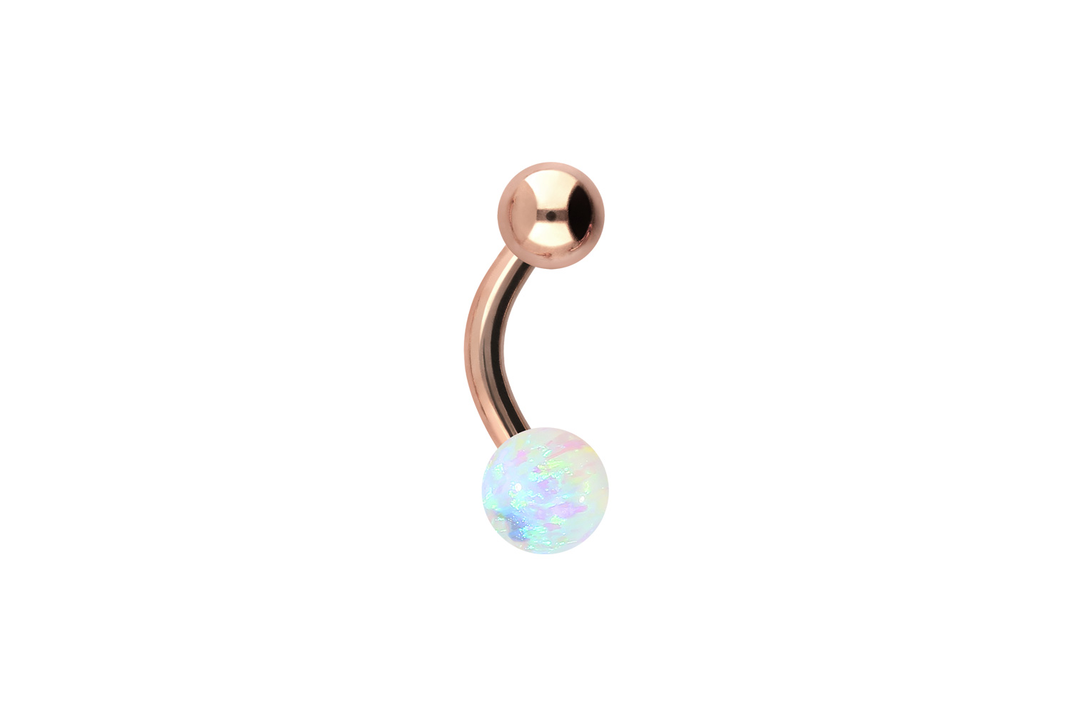 Chirurgenstahl Mini Bananabell Piercing SYNTHETISCHER OPAL + CHIRURGENSTAHL-KUGEL